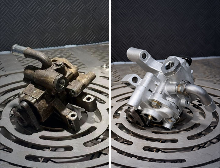 Nassstrahlen (Teilereinigung) - Vorher / Nachher